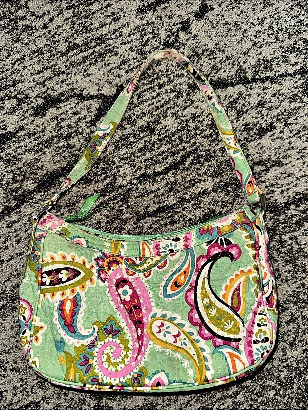 Vera Bradley Floral Shoulder Bag in Green & Pink